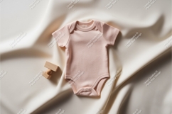 Baby onesie on soft fabric mockup Product Image 1