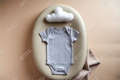 Baby onesie with cloud prop mockup Product Image 1