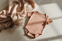Peach baby onesie flatlay mockup Product Image 1