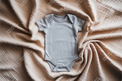 Gray baby onesie on soft blanket mockup Product Image 1