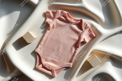 Pink baby onesie with wooden blocks mockup Product Image 1