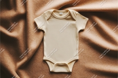 Beige baby bodysuit on fabric mockup Product Image 1