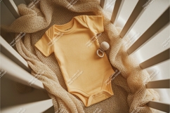 Yellow baby onesie in crib mockup Product Image 1