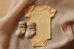 Yellow baby onesie with socks mockup Product Image 1