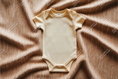 Beige baby onesie on blanket mockup Product Image 1