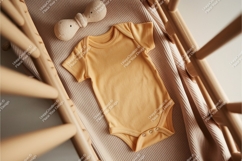 Yellow baby onesie in crib mockup Product Image 1