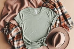 Green shirt with scarf and hat mockup Product Image 1