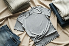 Gray tshirt with jeans mockup Product Image 1