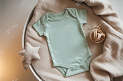 Mint baby onesie with toys mockup Product Image 1