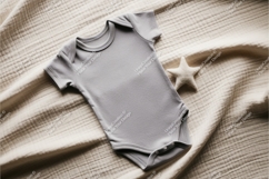 Gray baby onesie on blanket mockup Product Image 1