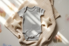 Gray baby onesie with letter d mockup Product Image 1
