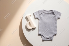Gray baby onesie with letter d mockup Product Image 1