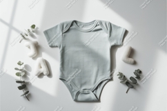Gray baby onesie with letters mockup Product Image 1