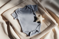 Blue baby bodysuit with star mockup Product Image 1