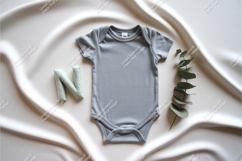Gray baby bodysuit flat lay mockup Product Image 1
