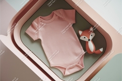 Pink baby bodysuit with fox toy mockup Product Image 1