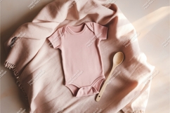 Pink baby bodysuit on blanket mockup Product Image 1