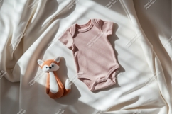 Pink baby bodysuit on blanket mockup Product Image 2