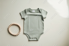 Pink baby bodysuit with fox toy mockup Product Image 1