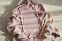Green baby bodysuit with teether mockup Product Image 1