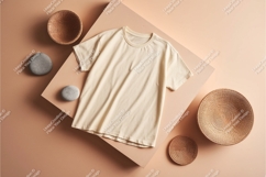Beige tshirt with stones and baskets mockup Product Image 1
