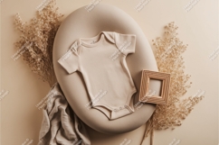 Beige baby bodysuit mockup Product Image 1