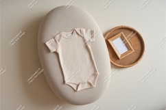 Beige baby bodysuit mockup flatlay Product Image 1