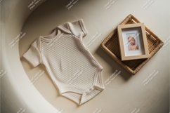 Beige baby bodysuit with frame mockup Product Image 1