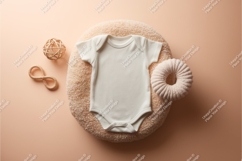 Baby onesie with toys on pillow mockup Product Image 1