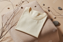 Beige tshirt on a pillow mockup Product Image 1