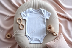 White baby bodysuit with toys mockup Product Image 1