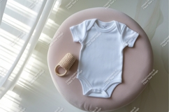 White baby bodysuit with toy mockup Product Image 1