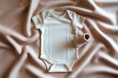 White baby onesie with sock mockup Product Image 1