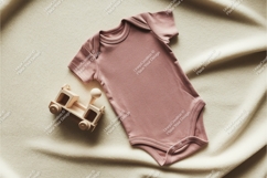 Baby bodysuit with wooden train mockup Product Image 1