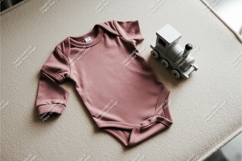Long sleeve baby bodysuit with toy mockup Product Image 1