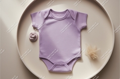 Purple baby bodysuit on white mockup Product Image 1