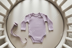 Baby bodysuit on a round crib mockup Product Image 1