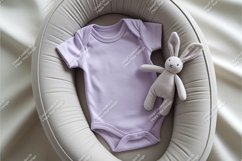 Baby bodysuit with bunny toy mockup Product Image 1