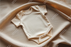 Beige baby bodysuit on fabric mockup Product Image 1