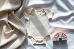Beige baby onesie with rainbow mockup Product Image 1