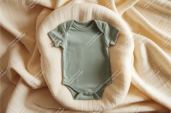Mint baby onesie on soft blanket mockup Product Image 1