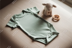 Mint onesie with lamb and rattle mockup Product Image 1