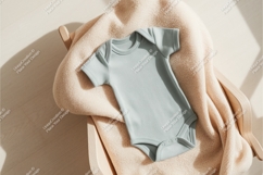 Baby onesie and bonnet flat lay mockup Product Image 1