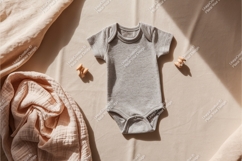 Gray baby onesie with toys mockup Product Image 1