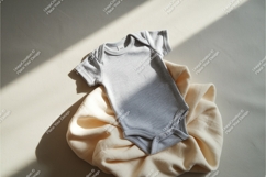 Baby bodysuit with blanket in sunlight mockup Product Image 1