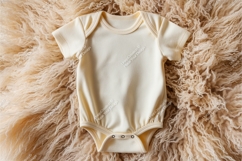 Beige baby bodysuit on fur mockup Product Image 1