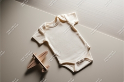Beige baby bodysuit with plane mockup Product Image 1
