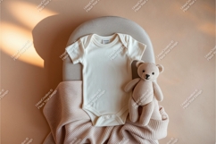 Baby onesie with teddy bear mockup Product Image 1