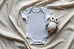 Baby onesie with owl toy mockup Product Image 1