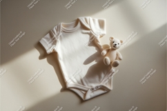 Baby onesie with teddy bear mockup Product Image 1